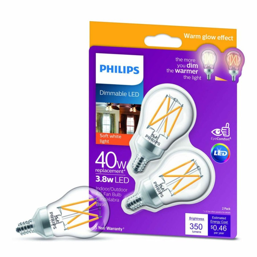 Paints & Stains * | Philips Led Bulb, 4.5 Watt (40 Watt Equivalent), Soft White, 300 Lumens, 2-Pack, 548917