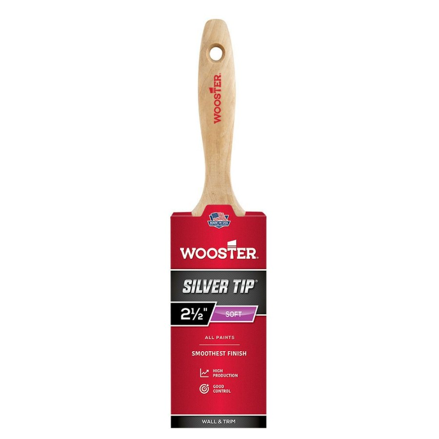 Paints & Stains * | Wooster Silver Tip Flat Paint Brush, 2-1/2 Inch, 5222-2 1/2