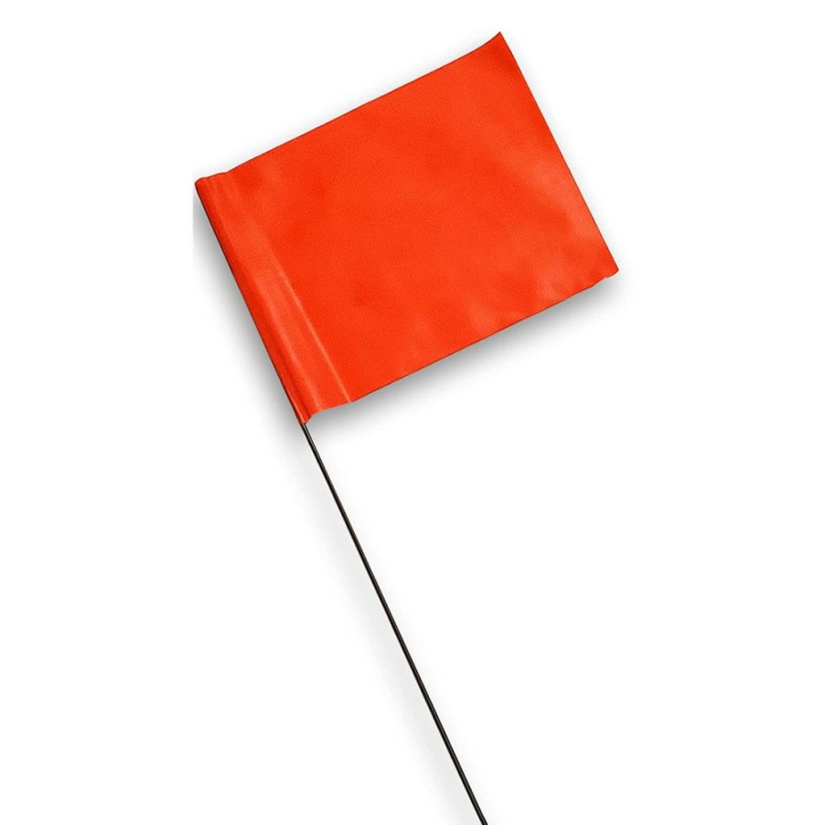 Hardware * | Blackburn Vinyl Flag With 21 In Wire Staff, Orange, 100-Pack, 231Wf, 2.5 In X 3.5 In