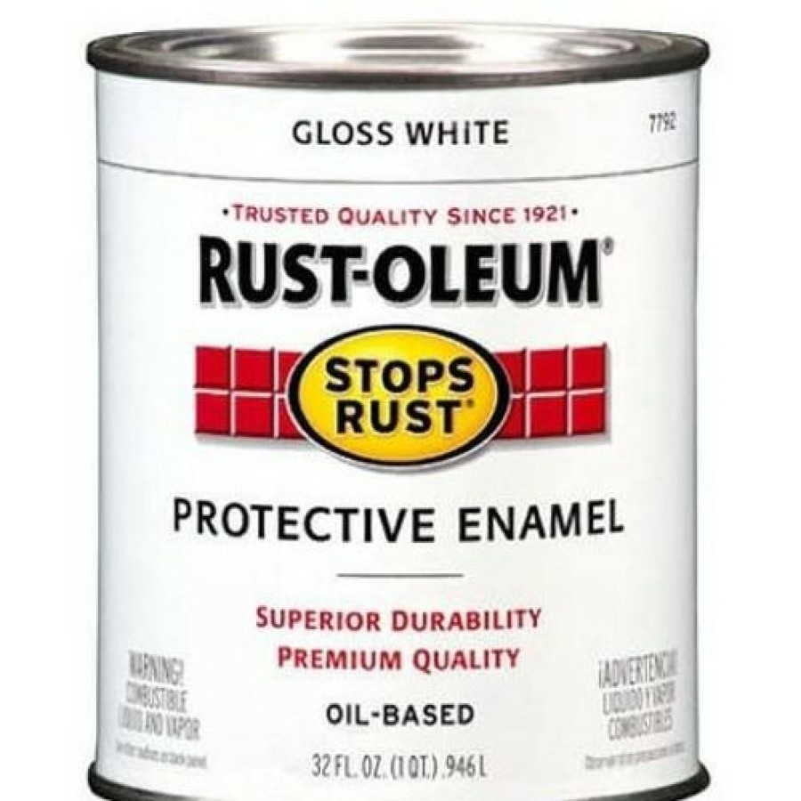 Paints & Stains * | Rust-Oleum Stops Rust Oil-Based Protective Enamel, 7792504, Gloss White, 1 Quart