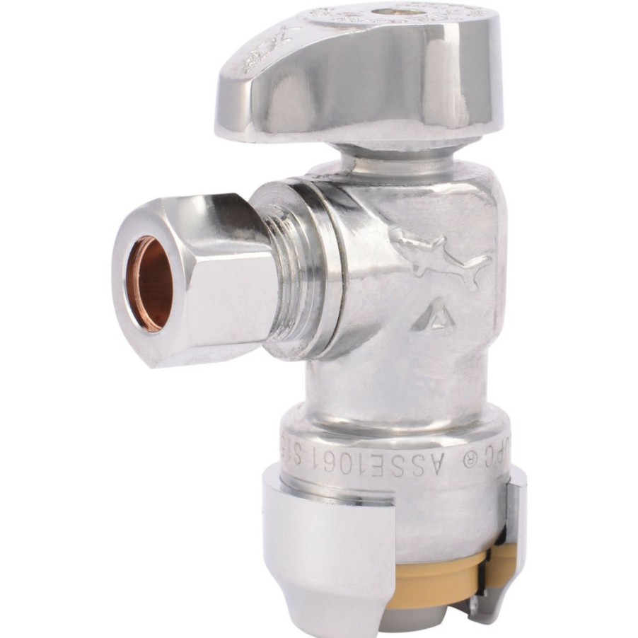 Plumbing * | Sharkbite Push X 3/8 In Chrome Plated Angle Stop Valve, 1/2 In Compression, 23036-0000Lf