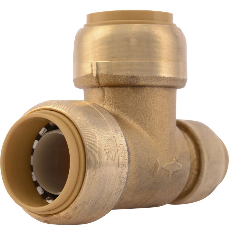 Plumbing * | Sharkbite Push-To-Connect Brass Reducing Tee Fitting, 3/4 In X 1/2 In X 3/4 In, U444Lfa