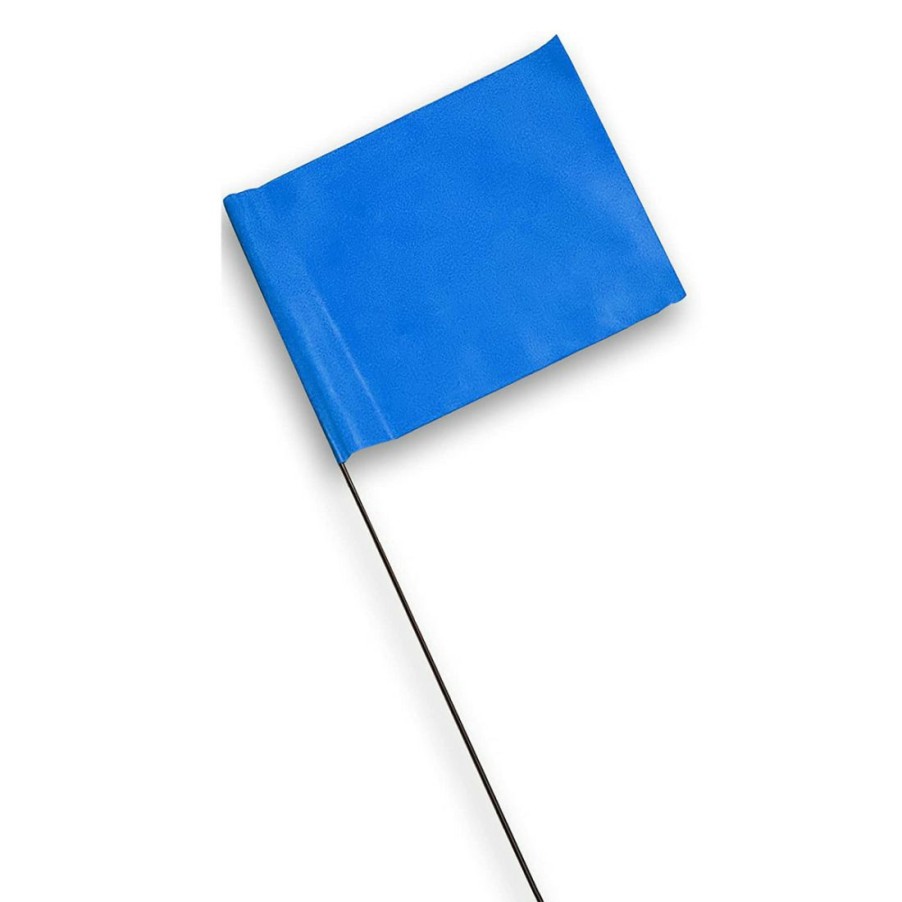 Hardware * | Blackburn Vinyl Flag With 30 In Wire Staff, Blue, 100-Pack, 450W, 4 In X 5 In