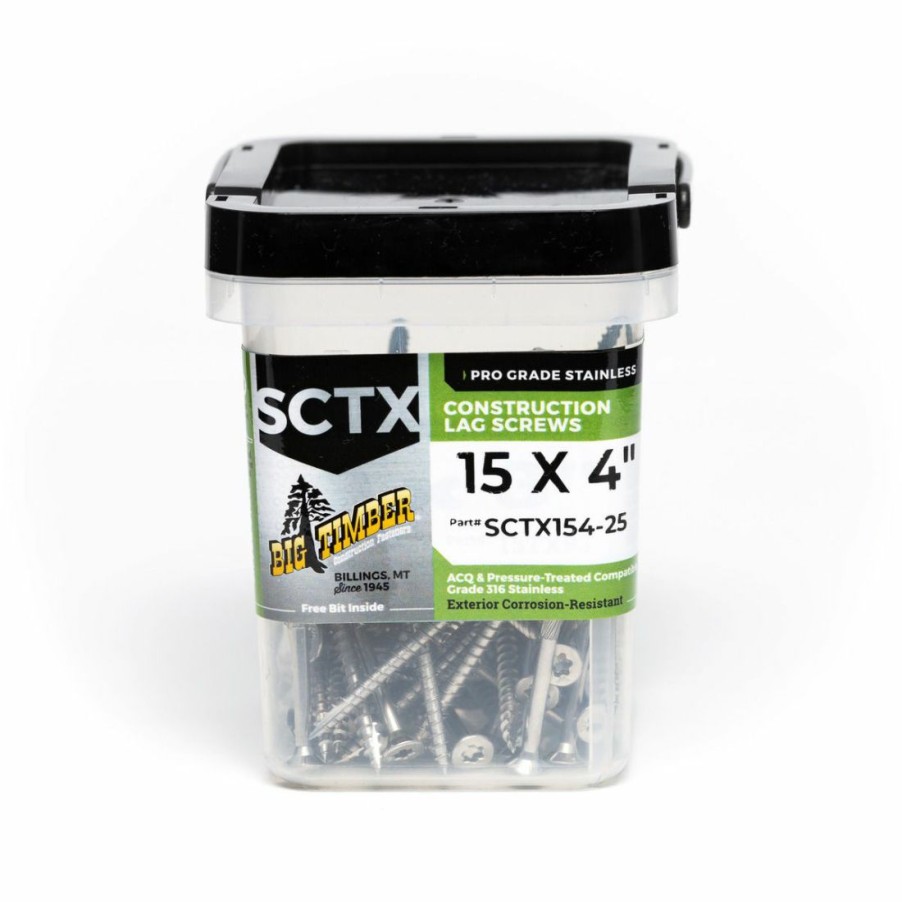 Hardware * | Big Timber 316 Stainless T-30 Lag Screw, 25-Count Bucket, Sctx154-25, #15 X 4 In