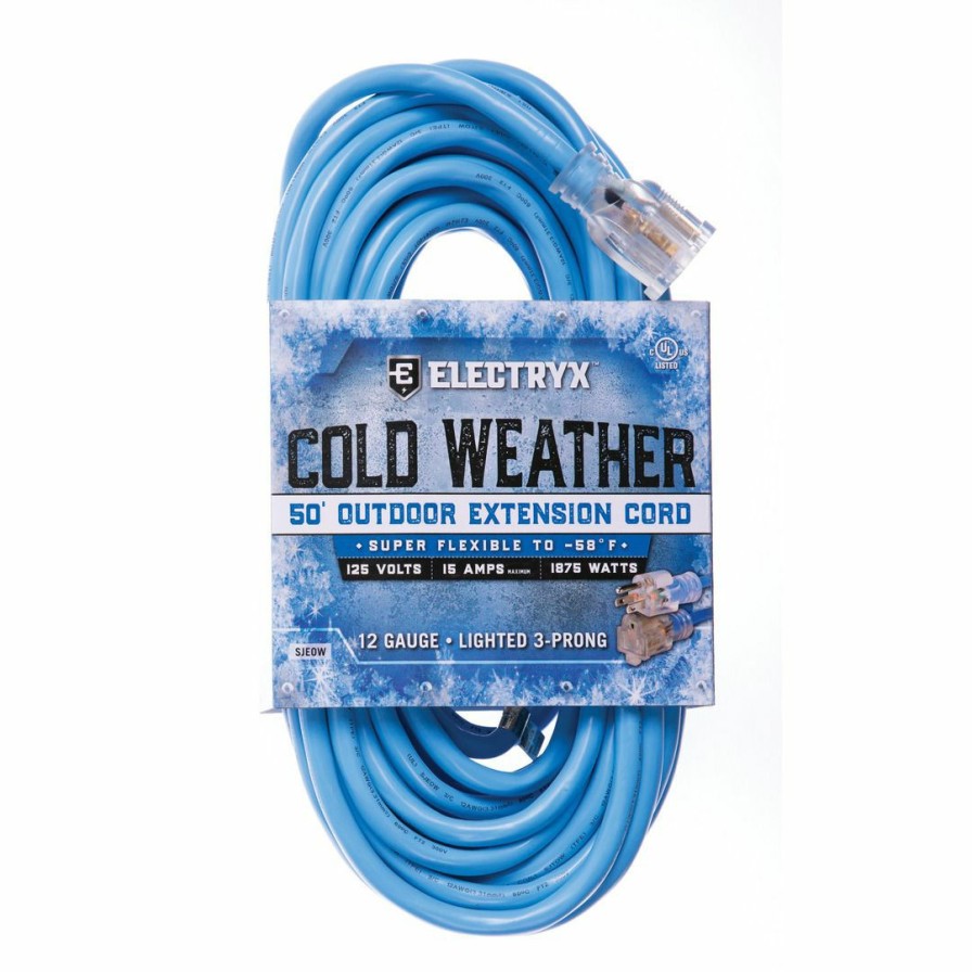 Paints & Stains * | Electryx Cold Weather Outdoor Extension Cord, El-5012Blu, Blue, 50 Ft