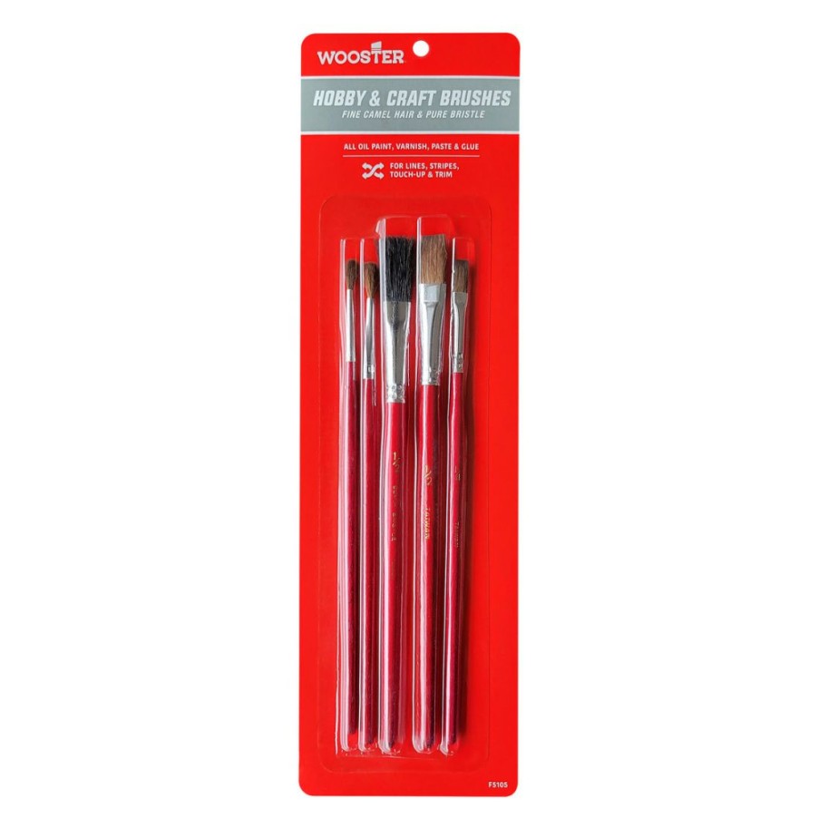 Paints & Stains * | Wooster 5-Piece Hobby & Craft Brush Assortment, F5105