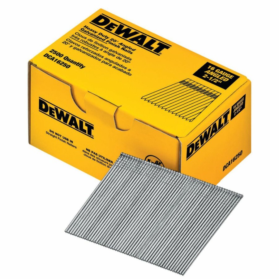 Hardware * | Dewalt Angled Finish Nails 16-Gauge 20 Degree, 2,500-Pack, Dca16250