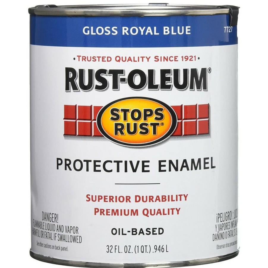 Paints & Stains * | Rust-Oleum Stops Rust Oil-Based Protective Enamel, 7727502, Gloss Royal Blue, 1 Quart