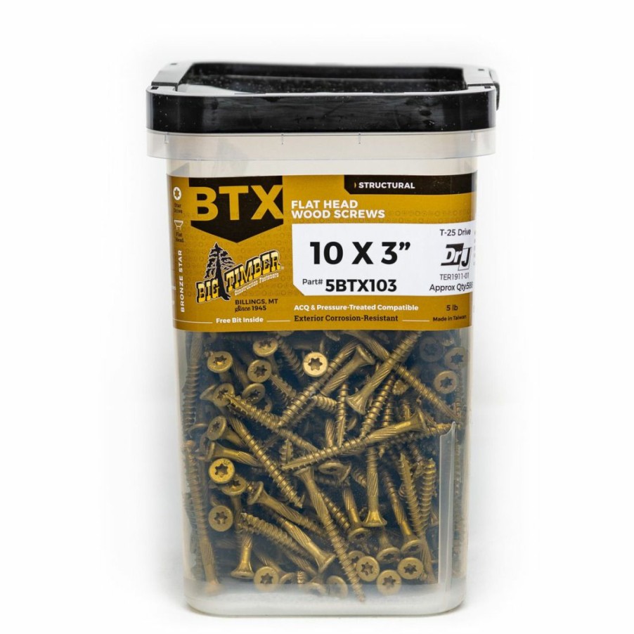 Hardware * | Big Timber Bronze T-25 Flat Head Wood Screw, 320-Count Bucket, 5Btx103, #10 X 3 In