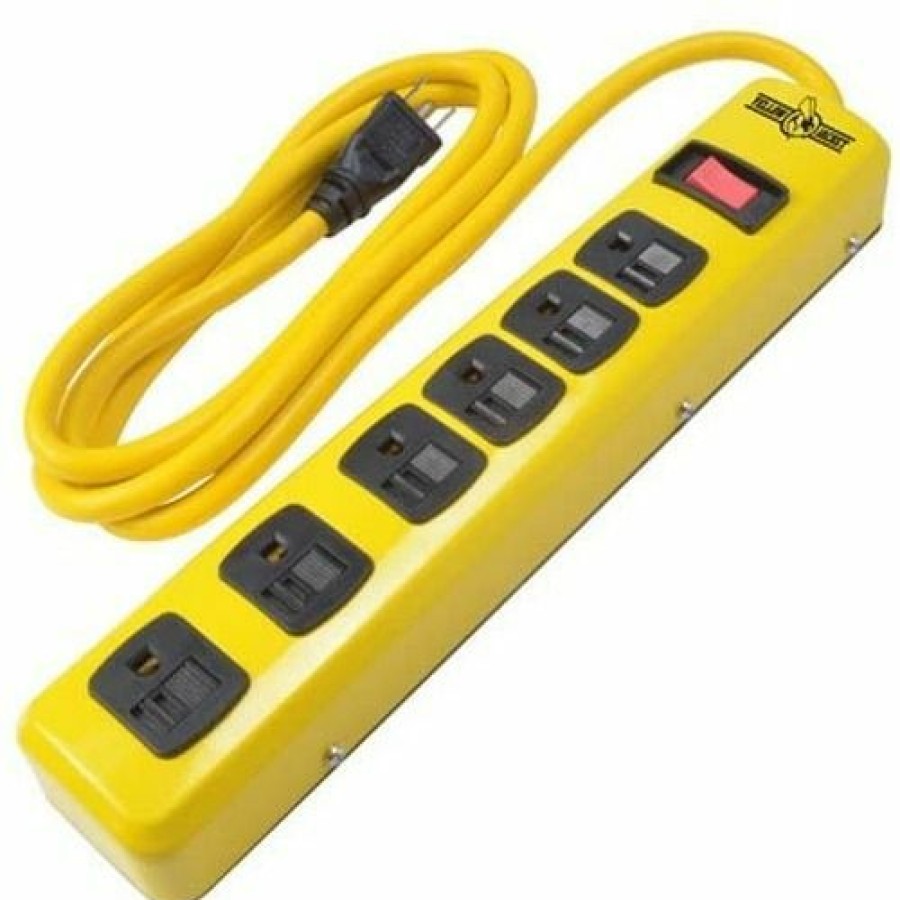 Paints & Stains * | Yellow Jacket Heavy Duty Industrial Metal Workshop Strip 6-Outlet, 5139N