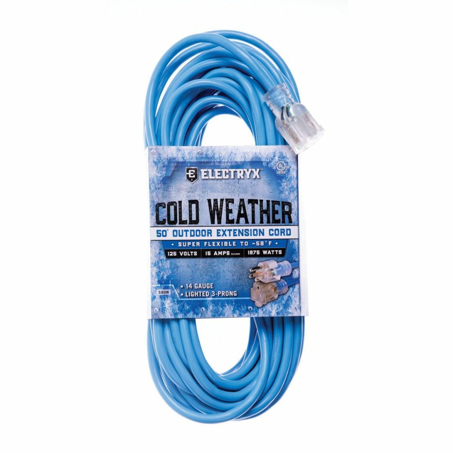 Paints & Stains * | Electryx Cold Weather Outdoor Extension Cord, El-5014Blu, Blue, 50 Ft