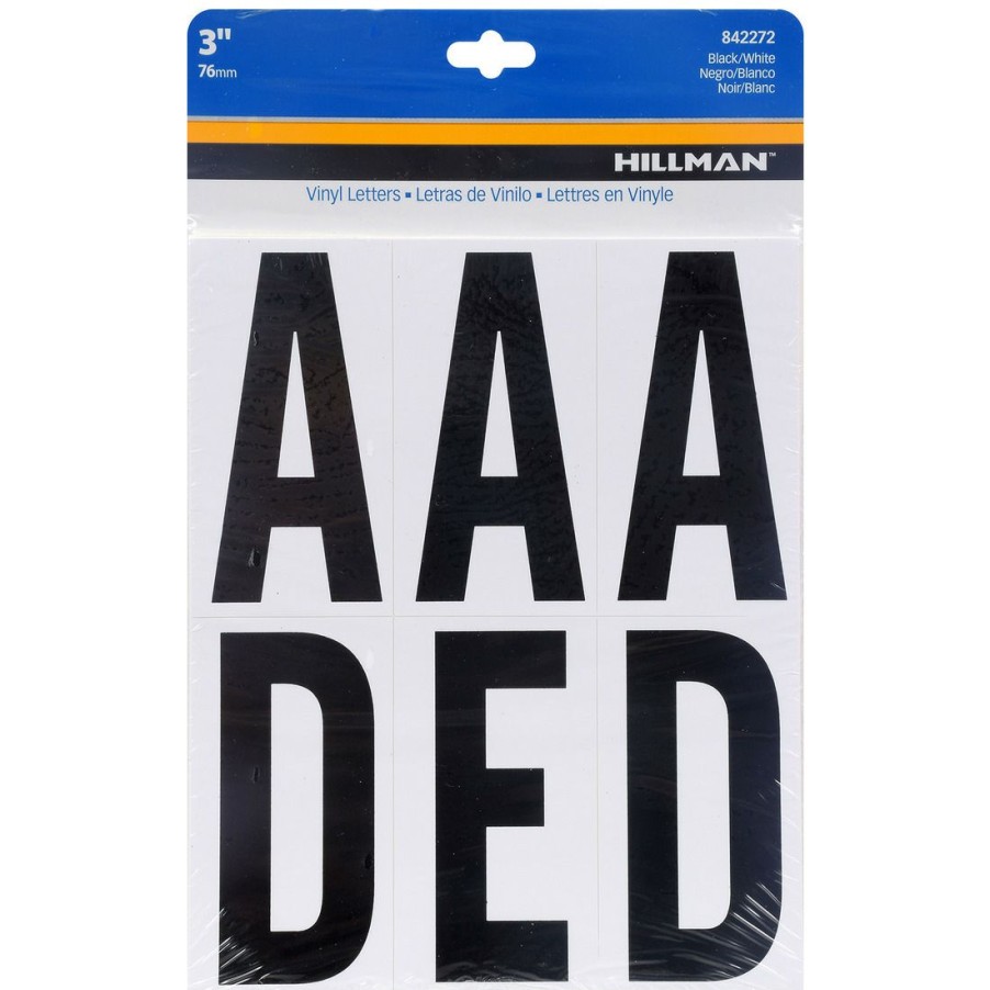 Hardware * | Hillman Square Cut Self Adhesive Vinyl Letters, 842272, 3 In