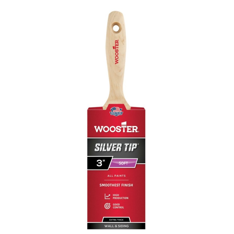 Paints & Stains * | Wooster Silver Tip Extra-Thick Flat Paint Brush, 3 Inch, 5223-3