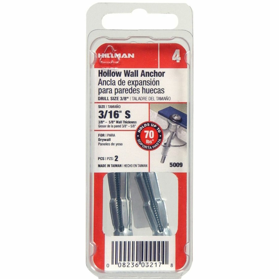 Hardware * | Hillman 3/16 In D Short Pan Head Combination Drive Hollow Wall Anchors, 5009