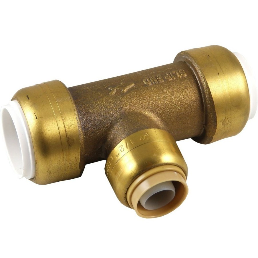 Plumbing * | Sharkbite Push-To-Connect Brass Transition Slip Tee, 1/2 In, Ips X Ips X Cts, Uip364A