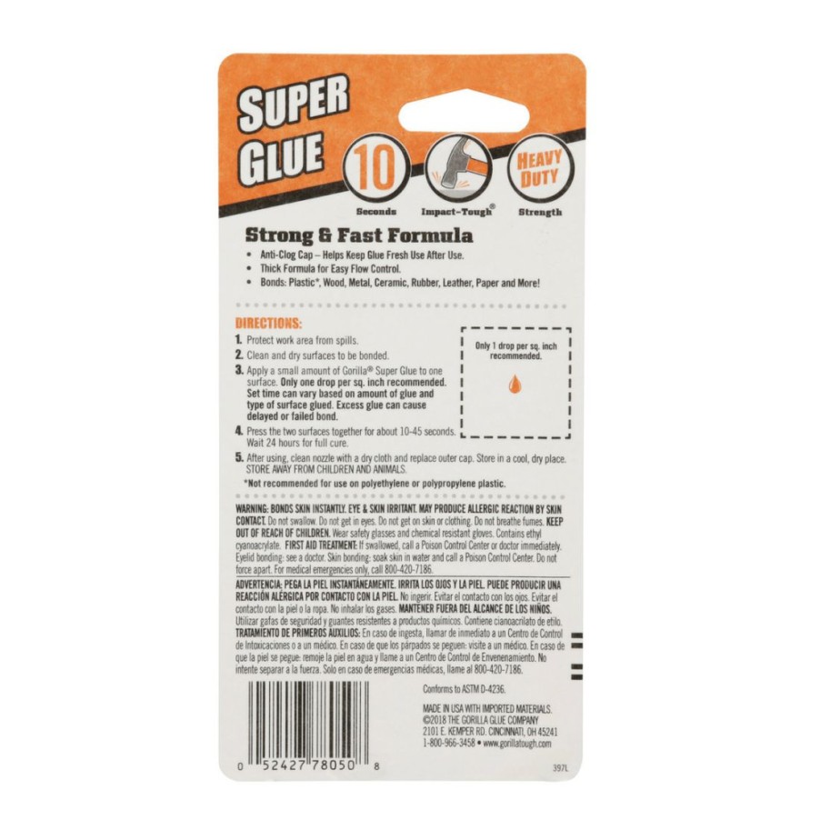 Tape & Adhesive * | Gorilla Super Glue, 7805009, 15 G