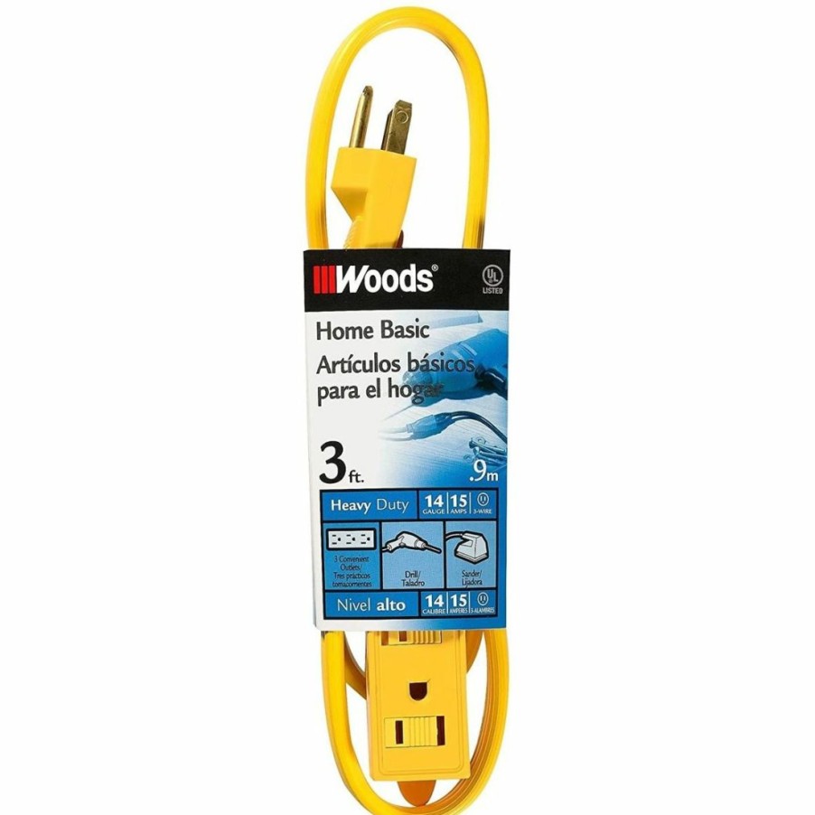 Paints & Stains * | Woods 3-Outlet Extension Cord With Power Tap, 863, Yellow, 3 Ft