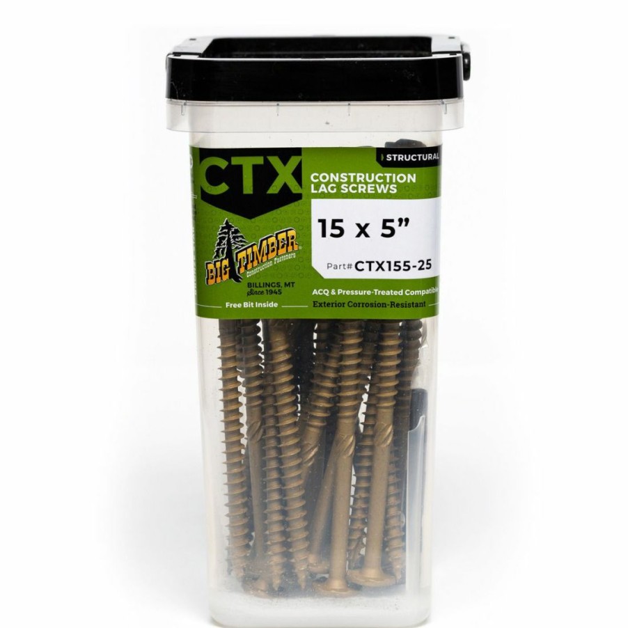 Hardware * | Big Timber Bronze T-30 Lag Screw, 25-Count Bucket, Ctx155-25, #15 X 5 In