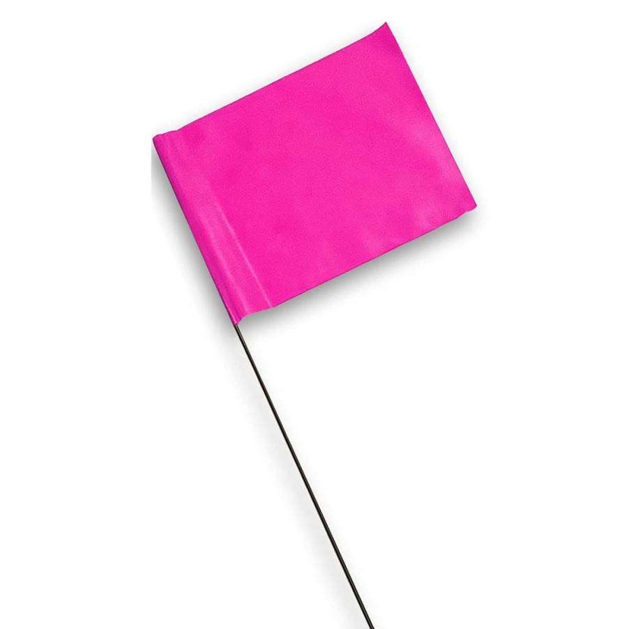 Hardware * | Blackburn Vinyl Flag With 30 In Wire Staff, Pink, 100-Pack, 450Wf, 4 In X 5 In