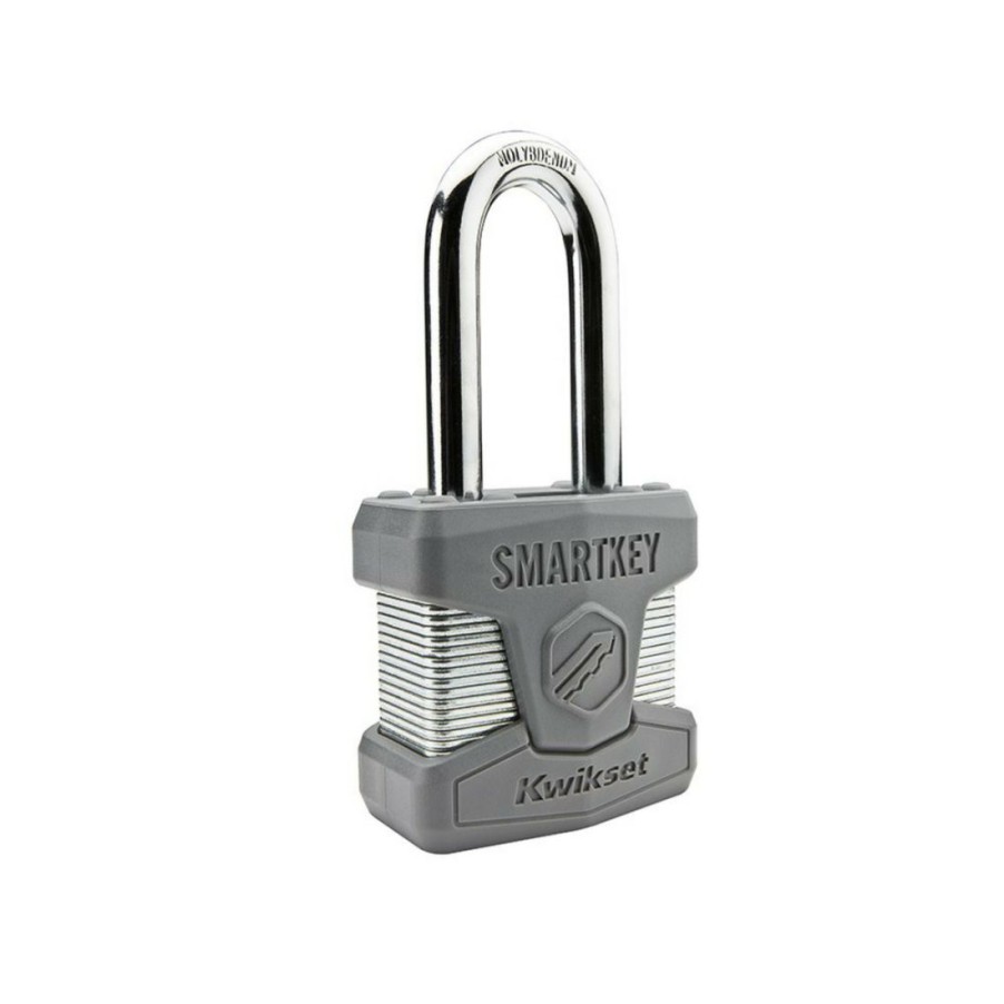 Hardware * | Kwikset Stanley Smartkey Padlock Long Shackle, 90260-002, Satin Chrome