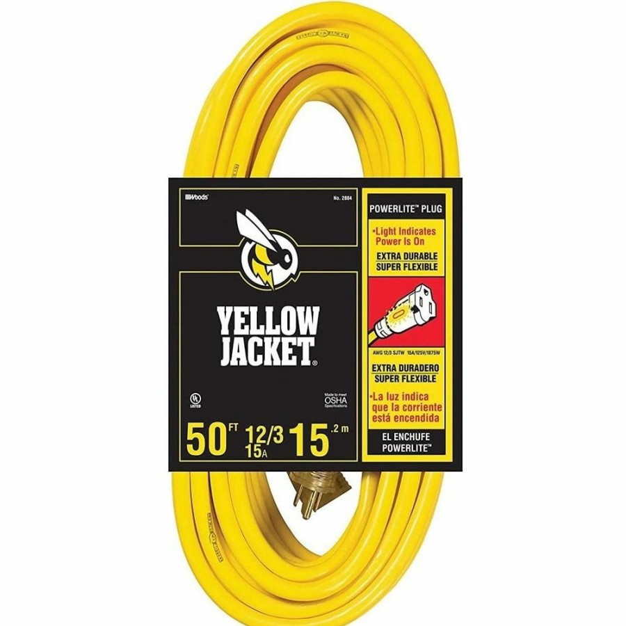 Paints & Stains * | Yellow Jacket Heavy-Duty Premium Contractor Extension Cord With Lighted End, 2884, Yellow, 50 Ft