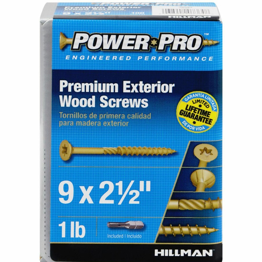 Hardware * | Power Pro Premium Exterior Wood Screws, Star Drive, 1 Lb Box, 48599, #9 X 2-1/2 In