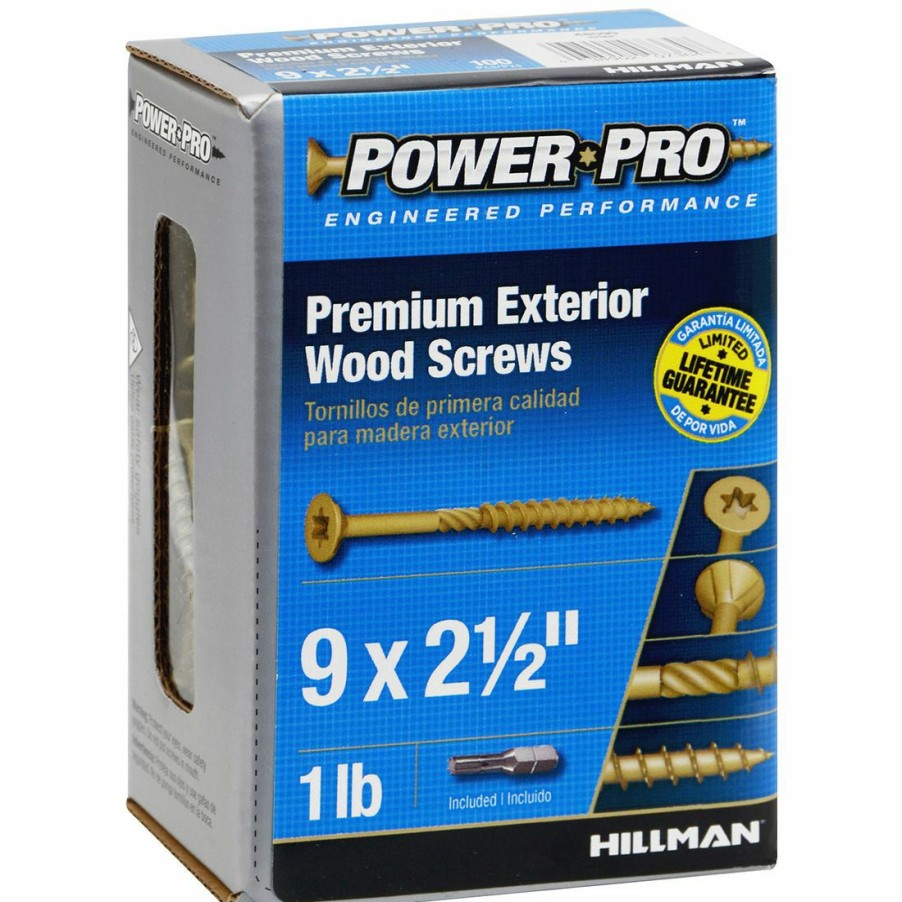 Hardware * | Power Pro Premium Exterior Wood Screws, Star Drive, 1 Lb Box, 48599, #9 X 2-1/2 In