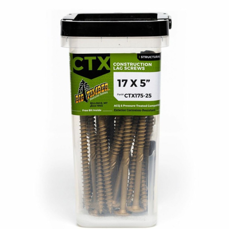 Hardware * | Big Timber Bronze T-40 Lag Screw, 25-Count Bucket, Ctx175-25, #17 X 5 In