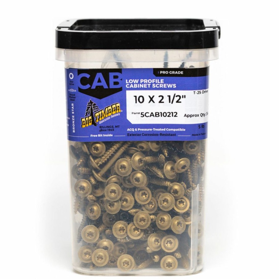 Hardware * | Big Timber Low Prof Bronze T-25 Cabinet Screw, 364-Count Bucket, 5Cab10212, #10 X 2-1/2 In