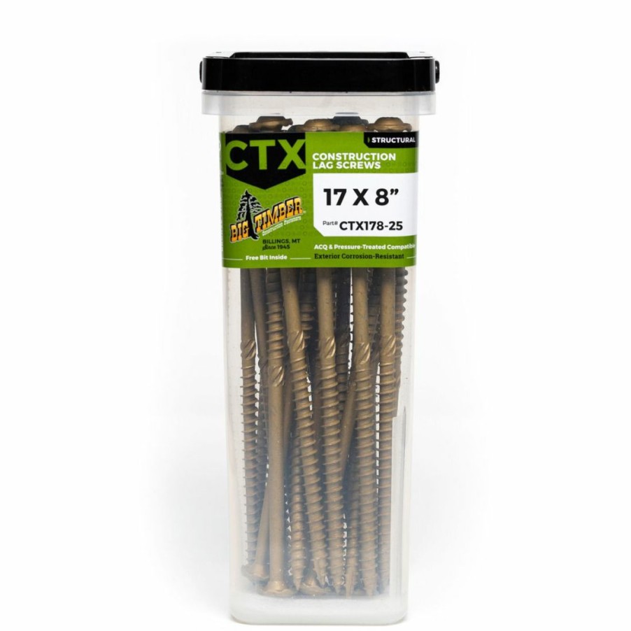 Hardware * | Big Timber Bronze T-40 Lag Screw, 25-Count Bucket, Ctx178-25, #17 X 8 In