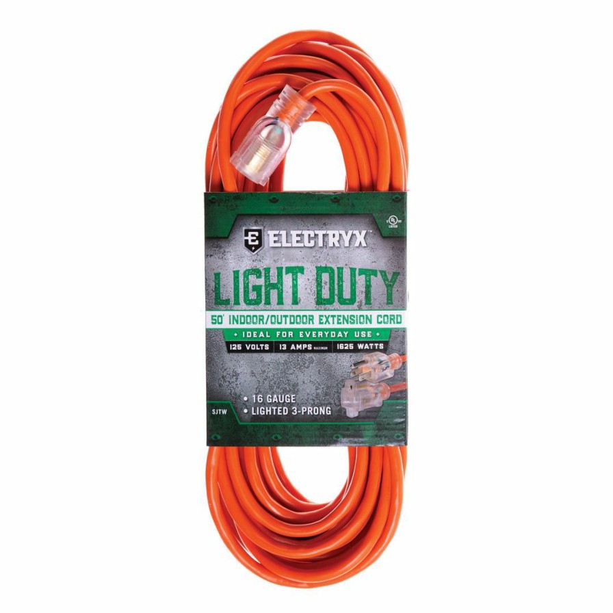 Paints & Stains * | Electryx Light Duty Indoor / Outdoor Extension Cord, El-5016Or, Orange, 50 Ft