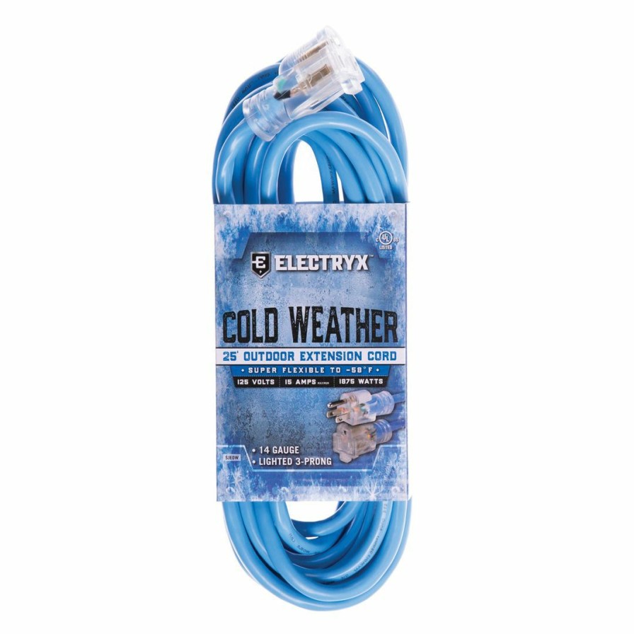 Paints & Stains * | Electryx Cold Weather Outdoor Extension Cord, El-2514Blu, Blue, 25 Ft