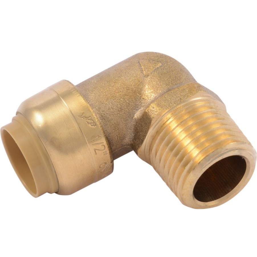 Plumbing * | Sharkbite Push-To-Connect Brass 90-Degree Elbow, 1/2 In X 1/2 In Mnpt, U280Lfa