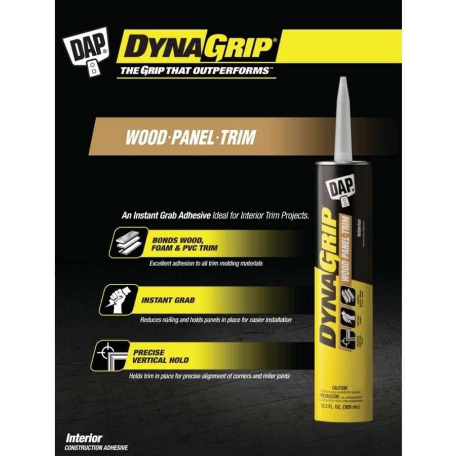 Tape & Adhesive * | Dap Dynagrip Wood, Panel & Trim Construction Adhesive, 7079827520, White, 10.3 Oz