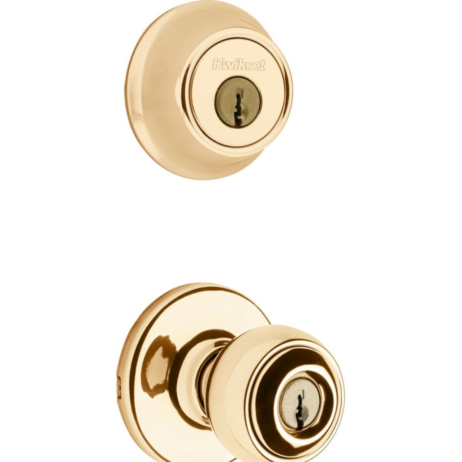 Hardware * | Kwikset 991 Juno Keyed Entry Single Cylinder Deadbolt Combo With Smartkey, 99910-032, Polished Brass