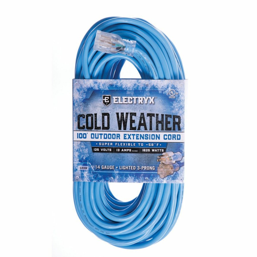 Paints & Stains * | Electryx Cold Weather Outdoor Extension Cord, El-10014Blu, Blue, 100 Ft