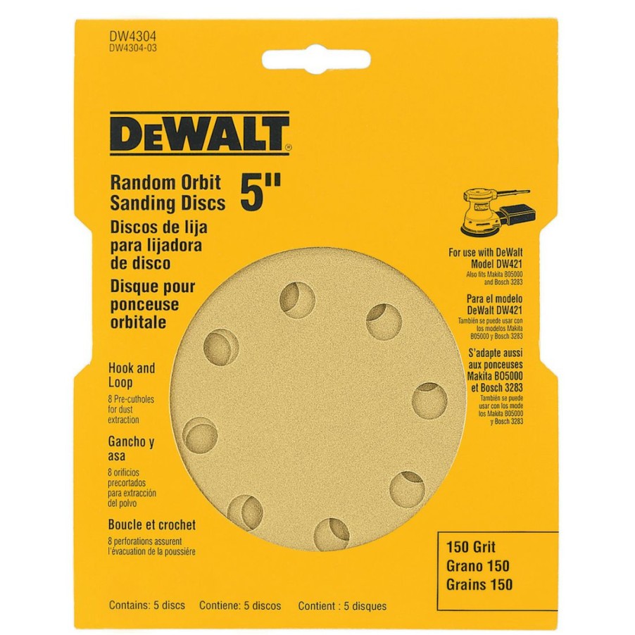 Sandpaper & Abrasives * | Dewalt 8 Hole 80 Grit Random Ordit Sanding Discs, 5 In, Dw4301