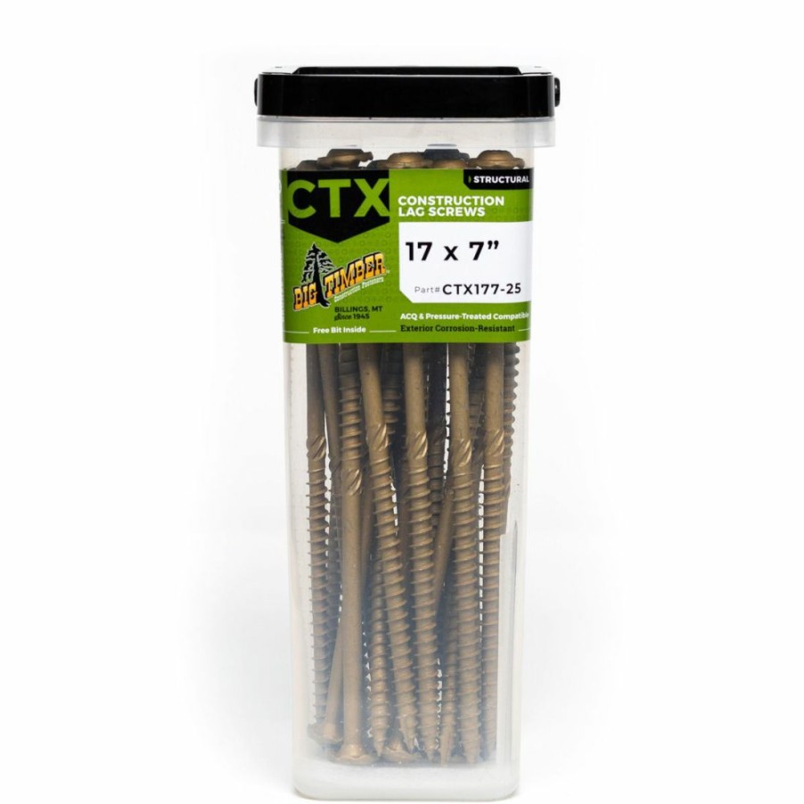 Hardware * | Big Timber Bronze T-40 Lag Screw, 25-Count Bucket, Ctx177-25, #17 X 7 In