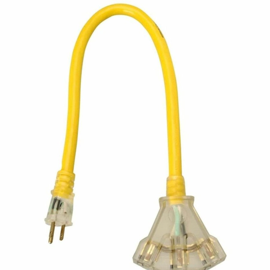 Paints & Stains * | Yellow Jacket Heavy-Duty Premium Contractor Grade 3-Outlet Extension Cord With Lighte, 2882, Yellow