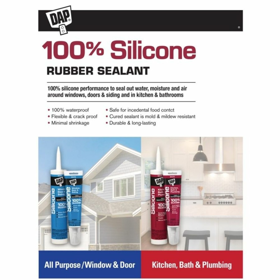 Tape & Adhesive * | Dap 100% Silicone Kitchen, Bath & Plumbing Sealant, 7079808648, Clear, 9.8 Oz