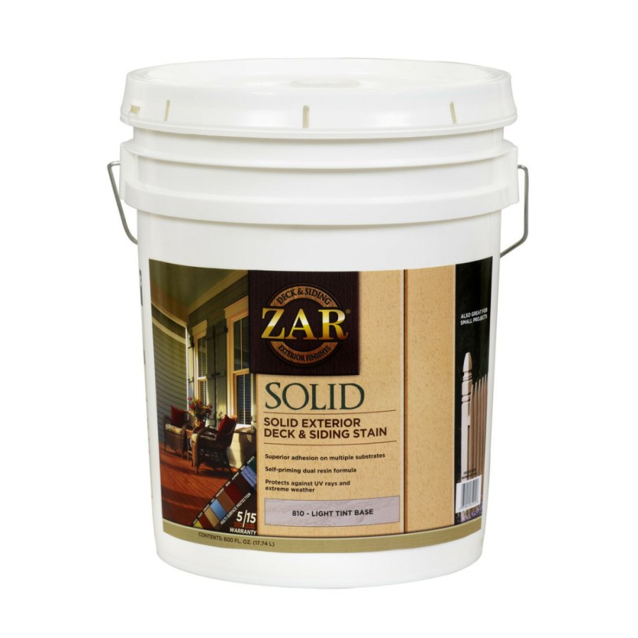 Paints & Stains * | Zar Deck & Siding Solid Color Stain, Light Tint Base, 81015, 5 Gallon