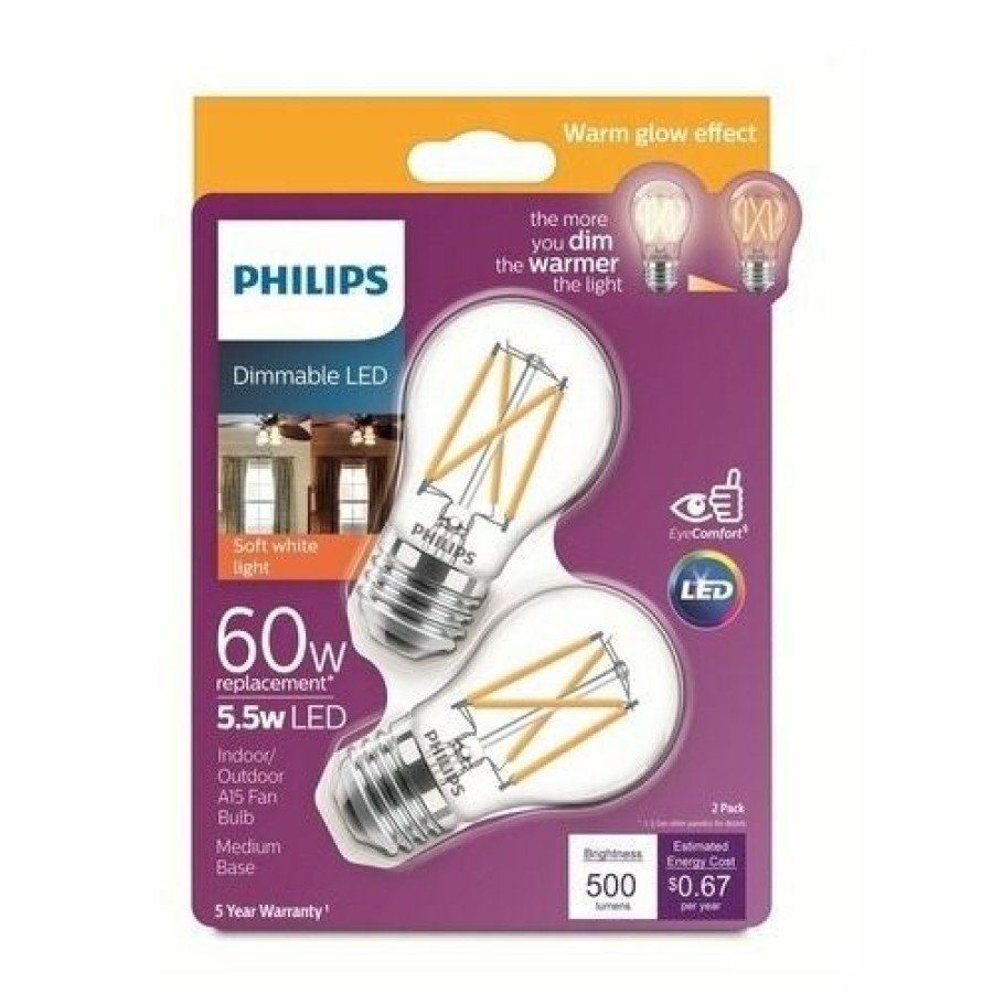 Paints & Stains * | Philips Led Bulb, Dimmable, 5.5 Watt (60 Watt Equivalent), Soft White, 500 Lumens, 549014