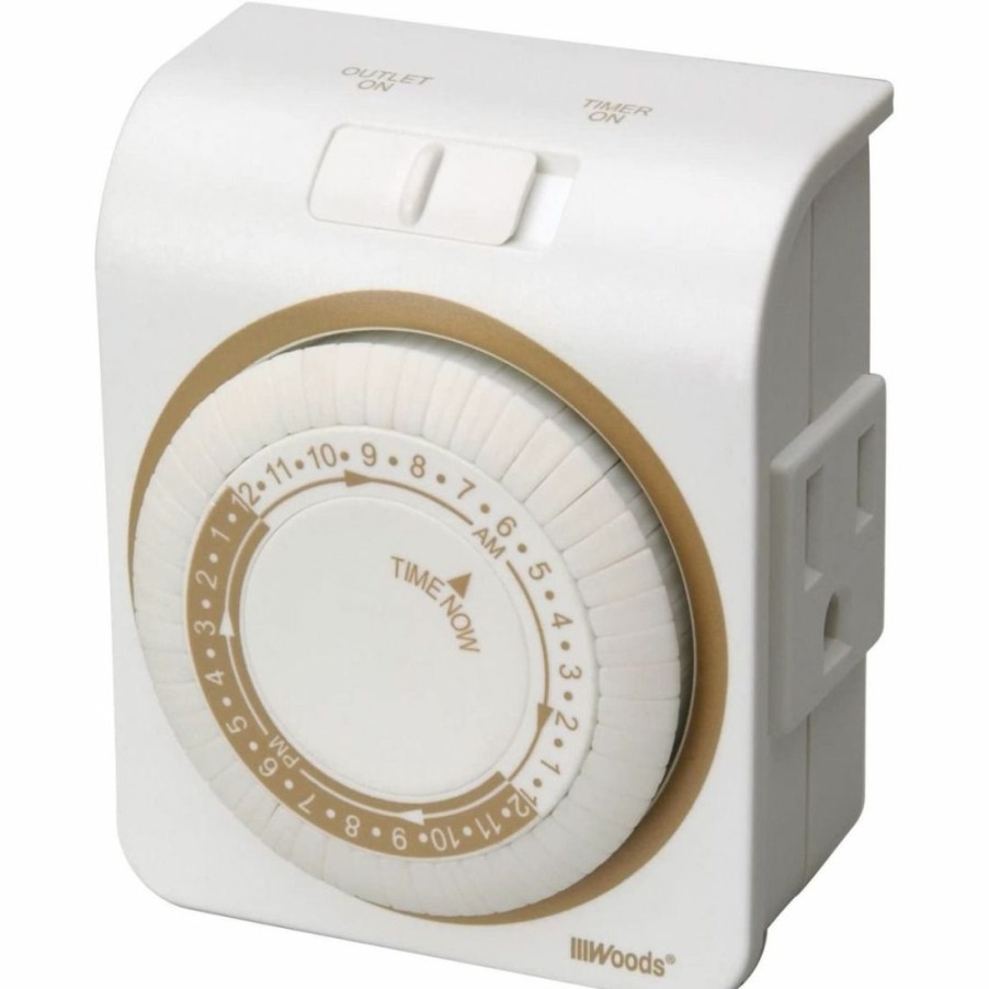 Paints & Stains * | Woods Indoor Mechanical 24-Hour Timer For Lamps, 1 Grounded Outlet, White, 50001Wd