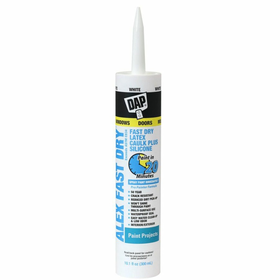 Tape & Adhesive * | Dap Alex Fast Dry Acrylic Latex Caulk Plus Silicone, 7079818425, White, 10.1 Oz