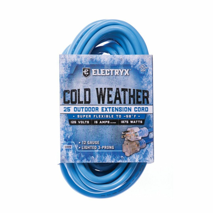 Paints & Stains * | Electryx Cold Weather Outdoor Extension Cord, El-2512Blu, Blue, 25 Ft