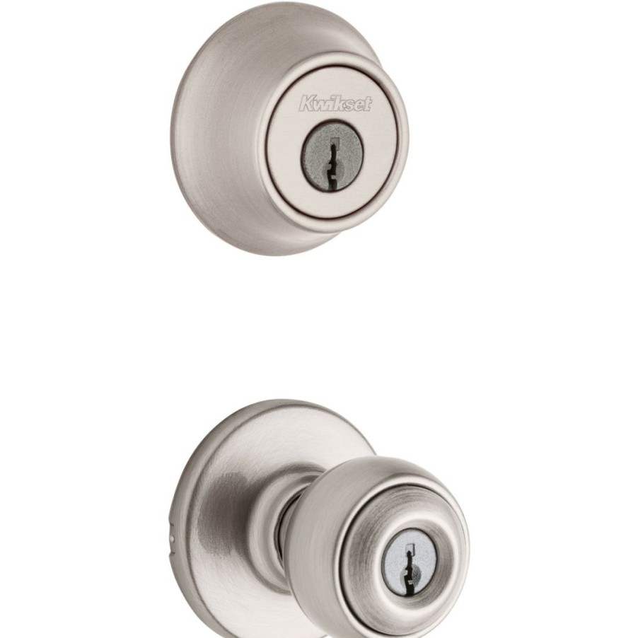 Hardware * | Kwikset 991 Juno Keyed Entry Single Cylinder Deadbolt Combo With Smartkey, 99910-034, Satin Nickel