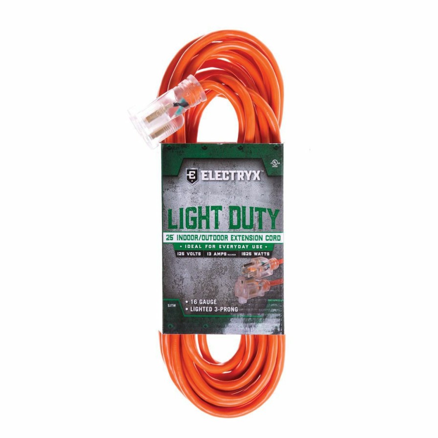 Paints & Stains * | Electryx Ligth Duty Indoor / Outdoor Extension Cord, El-2516Or, Orange, 25 Ft