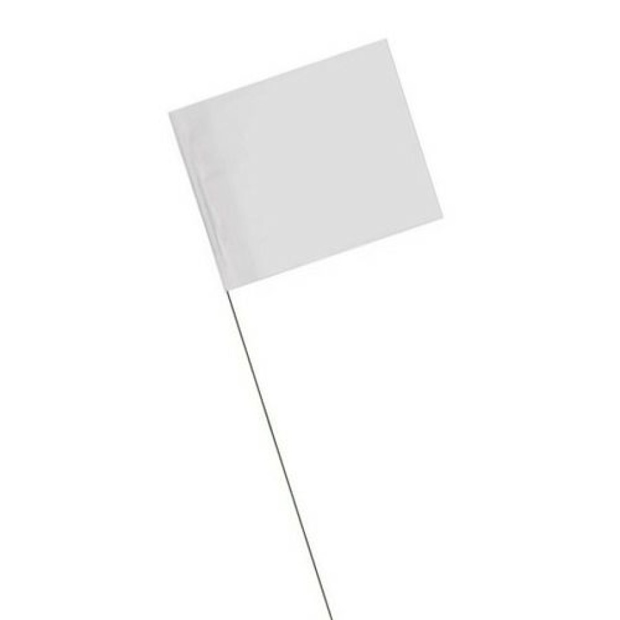 Hardware * | Blackburn Vinyl Flag With 30 In Wire Staff, White, 100-Pack, 230W, 2.5 In X 3.5 In