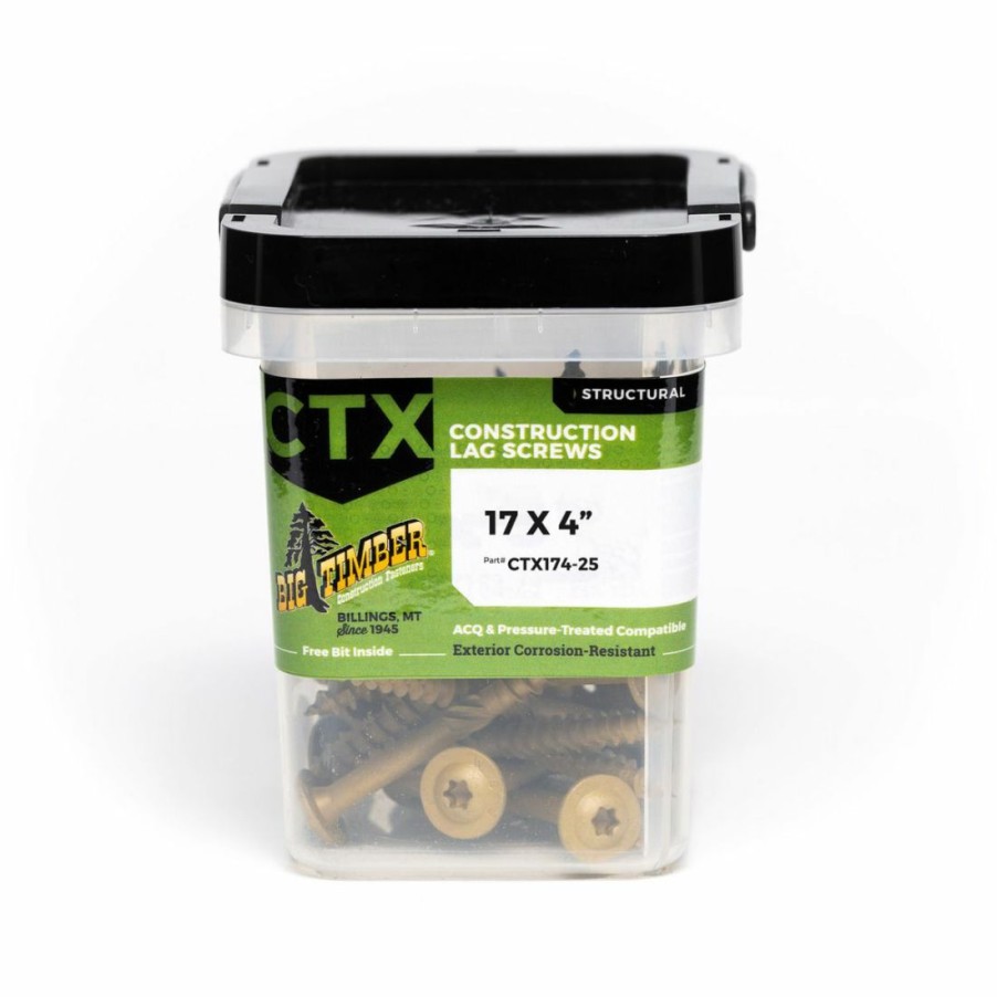 Hardware * | Big Timber Bronze T-40 Lag Screw, 25-Count Bucket, Ctx174-25, #17 X 4 In