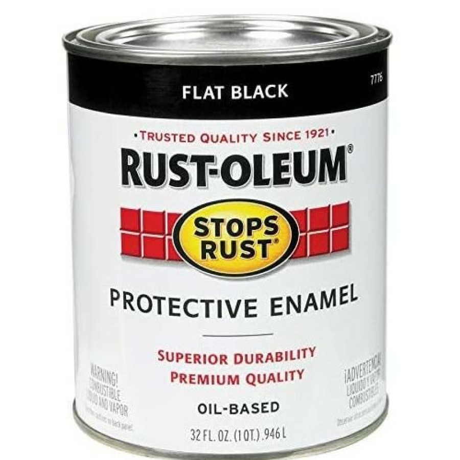 Paints & Stains * | Rust-Oleum Stops Rust Oil-Based Protective Enamel, 7776502, Flat Black, 1 Quart